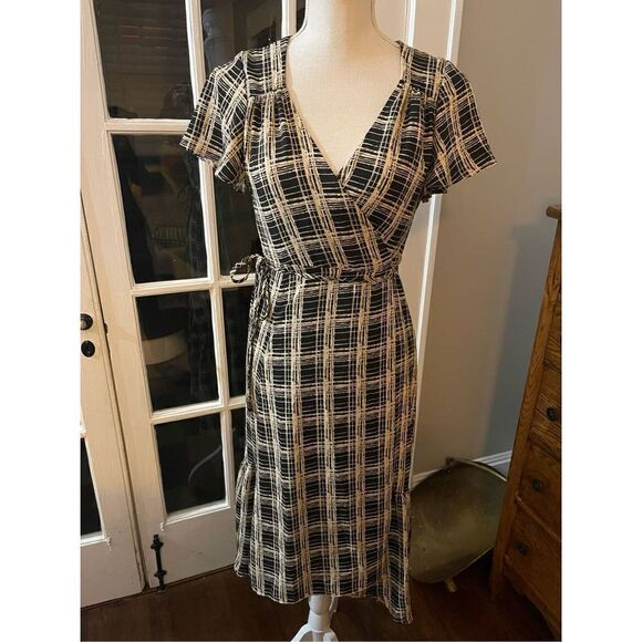 URBAN OUTFITTERS - Academia Grid Print Plaid True Wrap Dress size M - Picture 5 of 5